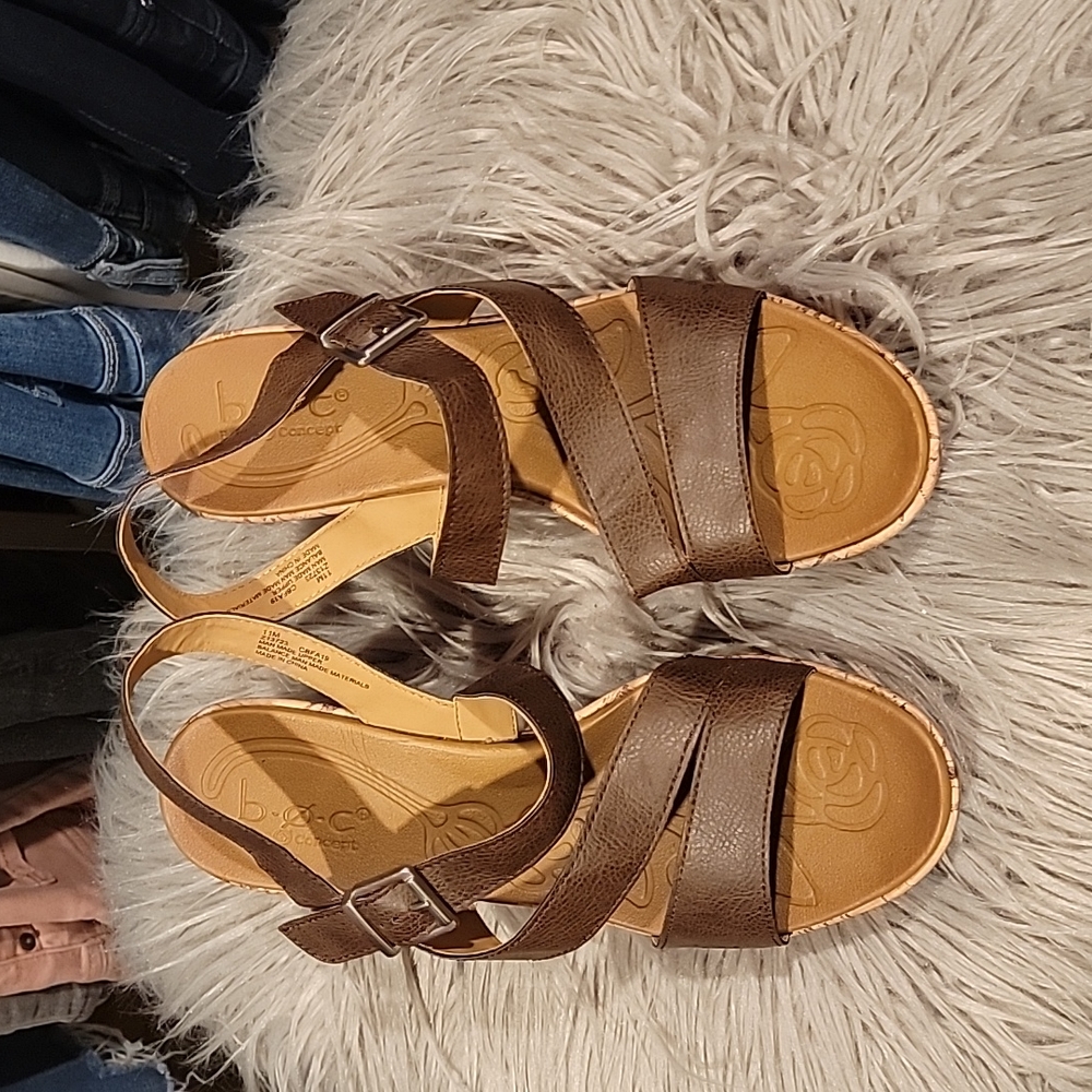 Brown wedge sandals